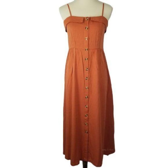 Hem & Thread Burnt Orange Button Maxi Dress - Picture 1 of 9
